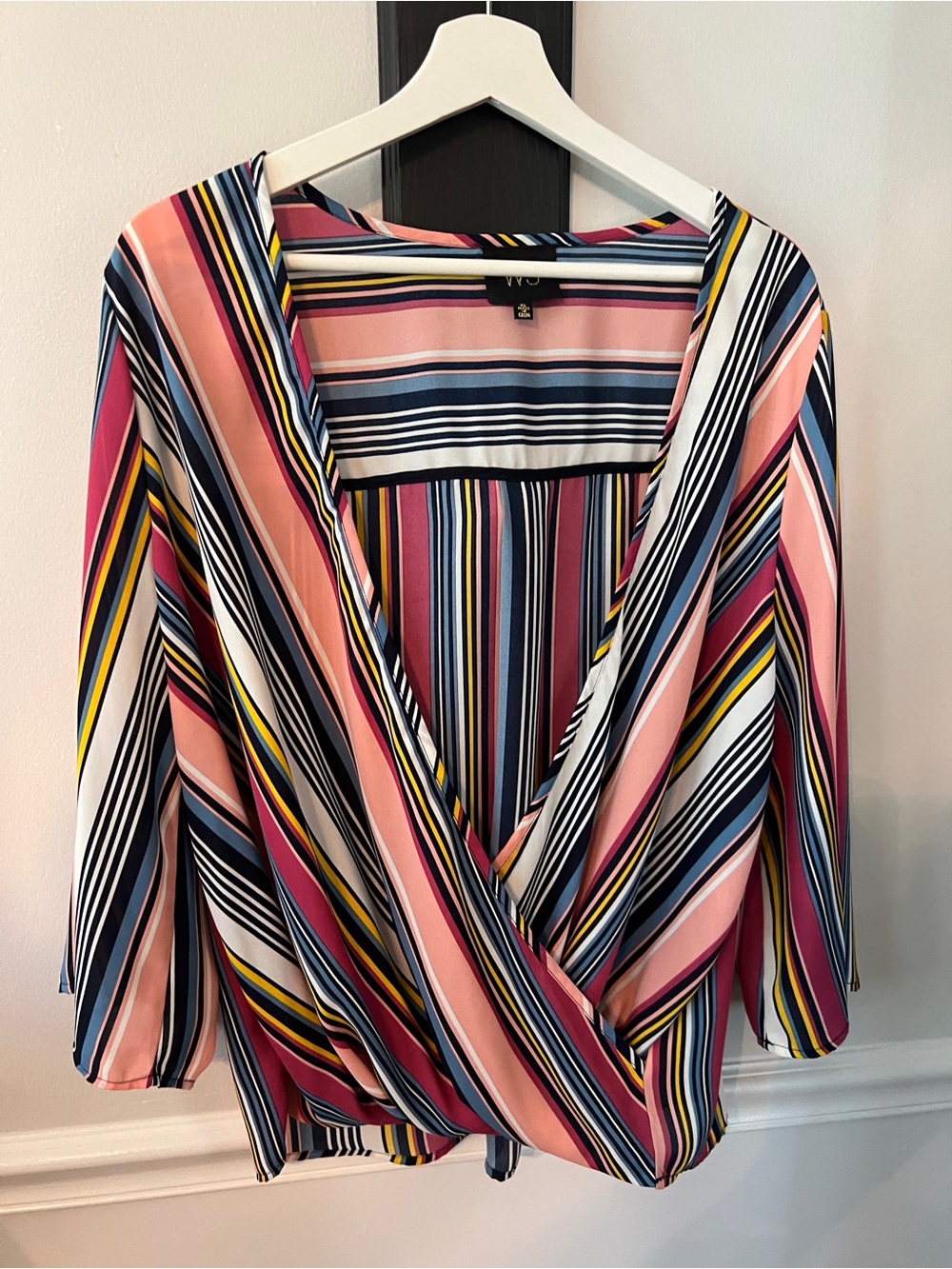 W5 Pink Multi-Stripe Wrap Blouse